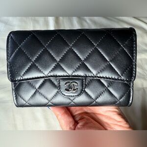 Chanel WOC Mini Clutch – Black Lambskin with Silver Hardware - Authentic
